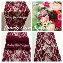 wedding photo - Burgundy/Wine Lace Table Runner/12ft-20ft long x 7" Wide/Wedding Decor/ Lace Overlay/Tabletop Decor/Weddings/Etsy finds/ ENDS NOT SEWN