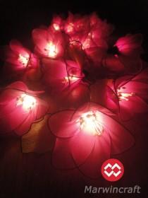 wedding photo - 20 Pink Magenta Rain Lilly Flower Fairy String Lights Hanging Wedding Gift Party Patio Wall Floor Garden Bedroom Home Accent Floral Decor 3m