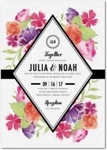 wedding photo - Blossoming Gem - Shimmer Wedding Invitations In White Or Chenille 