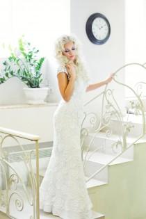 wedding photo - Unique irish crochet white wedding dress-MIA-handmade
