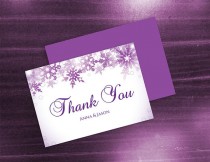 wedding photo -  DIY Printable Wedding Thank You Card Template | Editable MS Word file | 3.5 x 5 | Instant Download | Winter Purple Bubble Snowflakes