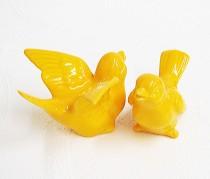 wedding photo - Ceramic Retro Love Bird Figurines Wedding Cake Toppers Keepsakes in Dandelion Yellow - Made to Order
