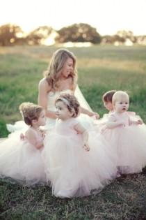 wedding photo - Light Blush Flower Girl Dresses Gorgeous Tutu Frocks pastel rustic weddings pink dress custom gowns tulle dress stylemepretty