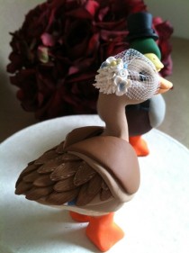 wedding photo - custom Mallard Duck wedding cake topper