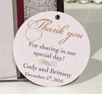 wedding photo - Set of 20 Wedding Thank You Tag -  Gold and Navy  - Thank You Circle Tag - Personalized Thank You Tag