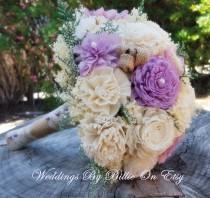 wedding photo - Sola Bouquet, Lavender Sola Bouquet,Burlap Lace, Purple Bouquet, Alternative Bouquet, Bridal Accessories, Keepsake Bouquet, Wedding Bouquet