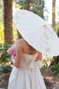 wedding photo - Paper Wedding Parasol with Gold Vines Design