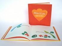 wedding photo - Wedding Guestbook with Paper Cut Illustrations on Blank Pages. Personalized. Red Orange