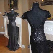 wedding photo - Black sequin dress, black bridesmaid dress, bridesmaid sequin dress. black prom dress
