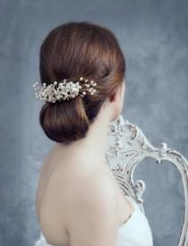 wedding photo - Bridal headpiece. Rhinestone headpiece. Pearls comb. Orange blossom headpiece. Bridal comb. Floral comb. MOD540 bridal headpiece