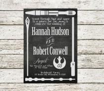 wedding photo - Printable Wedding Invitation - star wars lord of the rings harry potter dr who doctor diy invite fantasy movie weapon chalkboard geek nerd