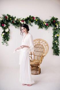 wedding photo - Long Robe, jersey robe, lace robe, bridal robe, ivory robe, opaque rob - Stella