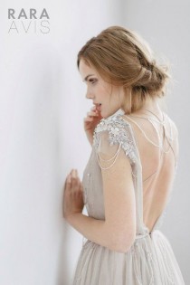 wedding photo - Wedding Dress IVANEL, Bridal Dress, Beach Wedding Dress, Grey With Powder Pink, Ivory