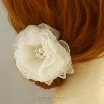wedding photo - Pure Silk Wedding Hairpiece, Wedding Headpiece Bridal HeadPiece, Bridal Hair Flower Bridal Hair Accessory Swarovski Crystal Freshwater Pearl