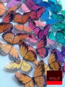 wedding photo - 24 rainbow butterflies - wedding butterflies favors - cake decoration - edible RAINBOW butterflies by Uniqdots on Etsy