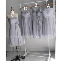 wedding photo - 2016 Mix Match Bridesmaid dress, Gray Wedding dress, Chiffon Mix Match Prom dress, Grey Formal Dress Short Legnth  (E002 Gray)