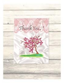 wedding photo - Cherry Blossoms Wedding Thank You Cards Customizable - Printable Digital Download