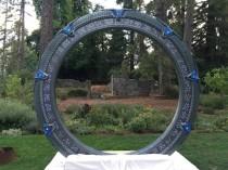 wedding photo - Indeed it IS a handcrafted Stargate altar for a sci-fi wedding