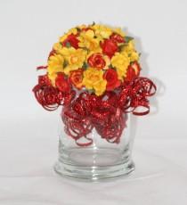 wedding photo - Red and Yellow Paper Flower Arrangement - Gifts for her - Romantic Gift - Yellow Daisies - Red Roses - Valentines Day - Party Centerpiece