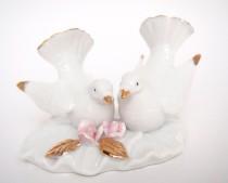 wedding photo - Vintage Lefton White Love Birds Wedding Cake Topper with Gold, Fine Porcelain China Turtle Doves, Elegant Pair of Doves Cake Topper Figurine