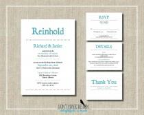 wedding photo - Simple Reception Invitation Pool Blue - Printable Digital - Wedding, Vow Renewal