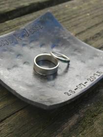 wedding photo - 6th iron anniversary gift -wedding ring dish -steel anniversary present -forged steel iron dish -wedding gift -ring bearer - blacksmith made