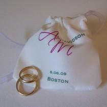 wedding photo - Silk wedding ring pouch with personalized monogram for bride and groom