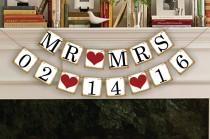 wedding photo - MR MRS Save The Date Banner - Wedding Garland - Sign - Photo Booth Props