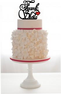 wedding photo -  wedding cake topper with 2 names and a heart
