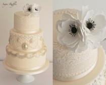 wedding photo - Lace And Anemone Wedding Cake