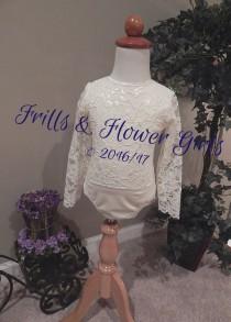 wedding photo - Ivory Lace Flower Girl Onsie Top Ivory Lace Stretch Bodysuit or Leotard - Custom made Baby 12 Mo to Girls Size 6
