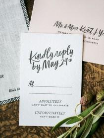 wedding photo - Modern Calligraphy Fabric Wedding Invitations