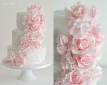 wedding photo - Pink Floral Cascade Wedding Cake