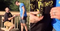 wedding photo - 'Harry Potter' Fan Proposes To Boyfriend With Custom Golden Snitch