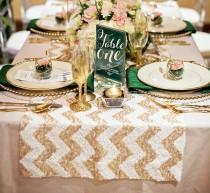 wedding photo - New! CHOOSE YOUR SIZE! Glam Champagne Chevron Sequin Tablecloth for your vintage Wedding! Custom sparkle table cloths, runners & overlays