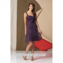 wedding photo -  A-line Knee-length Chiffon Bridesmaid Dress with Straps and Waistband(WPD0635)