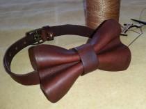 wedding photo - Genuine Australian LEATHER Bow Tie - Repurposed Leathers with Character