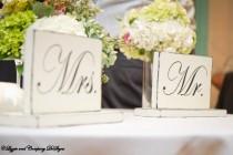 wedding photo - MR AND MRS SiGnS - SweetHeart Table Signs - Classic STyLe WeDDiNG PRoP - SHaBBy AnD PRiMiTiVe - 10 X 6 - Distressed Ivory
