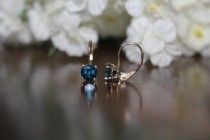 wedding photo -  14k Yellow Gold 6mm London Blue Topaz Lever-Back Earrings - Gemstone Earrings - Birthstone - Anniversary Gifts for Women - Topaz Jewelry
