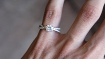 wedding photo -  Diamond Twist Engagement Ring (1/2 carat center) Diamond Engagement Ring 14k White Gold, 18k or Platinum - Raven Fine Jewelers - Michael Raven - Engagement Rings Fo