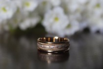 wedding photo - Braided Band by Raven Fine Jewelers - Michael Raven - Rick Lara -14k Yellow Gold Wedding Band Ring with 14k Tri Color Gold Flattened Braid - Wedding Ring Bands For Men Sizes 7, 8, 9, 10, 11 and 12