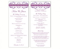 wedding photo -  Wedding Program Template DIY Editable Text Word File Instant Download Program Purple Wedding Program Floral Program Printable Program 4x9.25