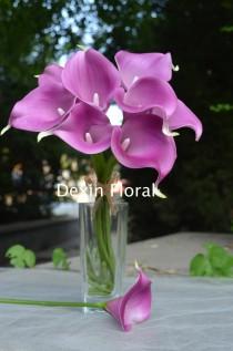 wedding photo - Real Touch Light Purple Calla Lilies for Lavender Silk Wedding Bridal Bouquets, Centerpieces, Decorations, Wedding Flowers Package, 9pcs/set