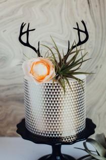 wedding photo - Deer Antlers Cake Topper, Laser Cut, Acrylic,