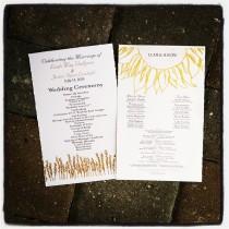 wedding photo - Country Sunflower Rustic Wedding Programs with wheat  -75 programs two sided