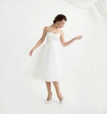 wedding photo - Strapless Bridal Satin Dress With Tulle Skirt - Anja Dress