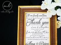 wedding photo - Wedding Reception Thank You Sign, Wedding Guest Thank You Card, To Our Family and Friends Signage, Wedding Decor, Wedding Thank You Sign