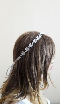 wedding photo - Crochet Headband wedding accessory handmade headbands pearl hair accessories hairband for Women gift ideas