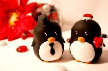 wedding photo - Penguin Wedding Cake Toppers