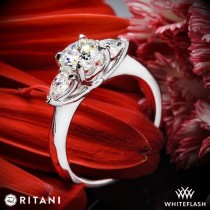 wedding photo - 18k White Gold Ritani 1RZ1010P Three Stone Engagement Ring